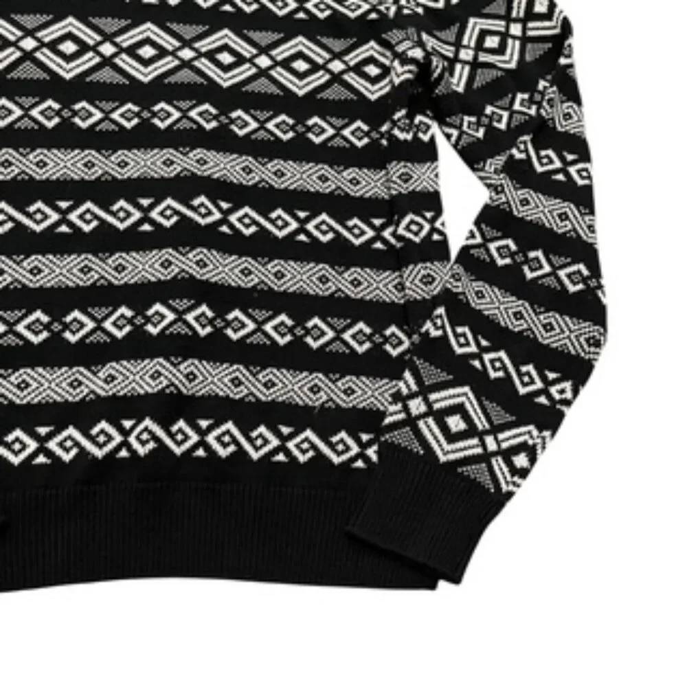 NEW‎ William Rast Sweater Men’s MEDIUM  Black & White Cotton Geometric